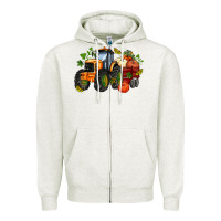 Oatmeal Heather fall tractor with pumpkin Zipper Hoodie - AdoDesignShop