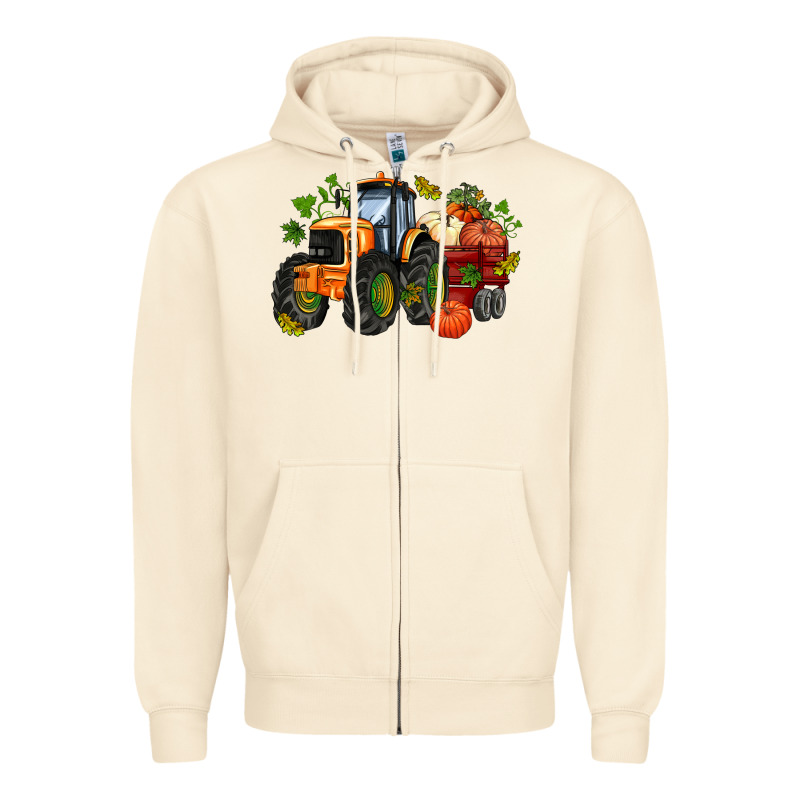 Fall Tractor With Pumpkin Zipper Hoodie by AdoDesignShop | Teevron