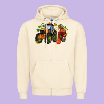 Fall Tractor With Pumpkin Zipper Hoodie Designed By Adodesignshop