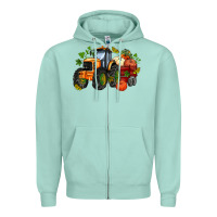 Seafoam fall tractor with pumpkin Zipper Hoodie - AdoDesignShop