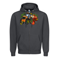Smoke fall tractor with pumpkin Zipper Hoodie - AdoDesignShop