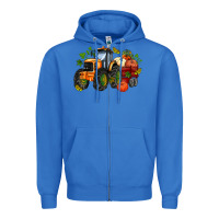 True Royal fall tractor with pumpkin Zipper Hoodie - AdoDesignShop