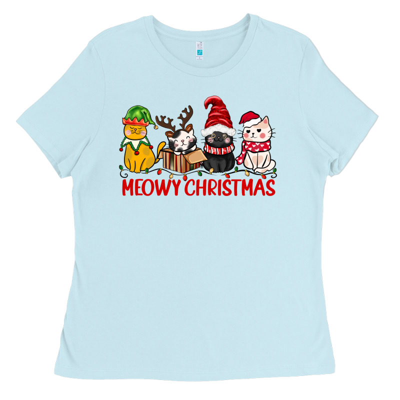 Meowy Christmas Ladies Tee by CowGirlArtShop | Teevron