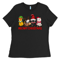 Black meowy christmas Ladies Tee - CowGirlArtShop