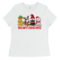White meowy christmas Ladies Tee - CowGirlArtShop