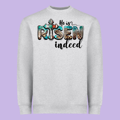 He Is Risen Indeed Heavyweight Sweatshirt Designed By Barkaloodesign