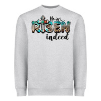 Heather Grey he is risen indeed Heavyweight Sweatshirt - BarkalooDesign