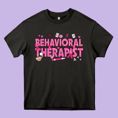 Breast Cancer Behavioral Therapist Heavy Core Tee Designed By Texasbilliewilder