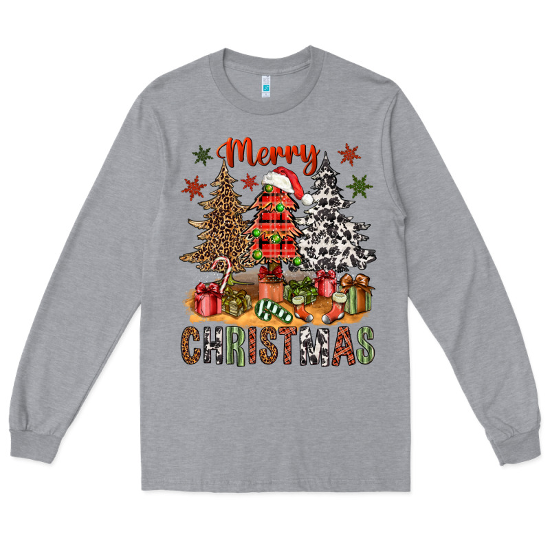 Merry Christmas With Western Trees Bbs Long Sleeve Tee by BundleAndBundleShop | Teevron