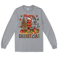 Heather Grey merry christmas with western trees bbs Long Sleeve Tee - BundleAndBundleShop