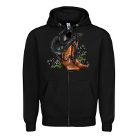 Black black cowgirl  and roses Zipper Hoodie - AdoDesignShop