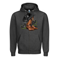 Charcoal Heather black cowgirl  and roses Zipper Hoodie - AdoDesignShop