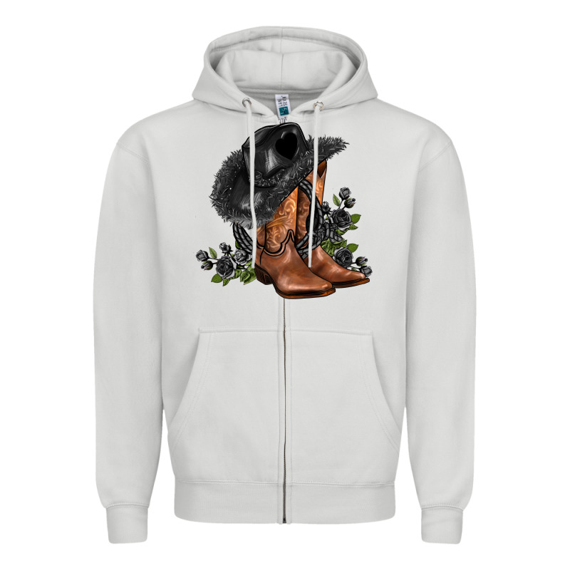 Black Cowgirl  And Roses Zipper Hoodie by AdoDesignShop | Teevron