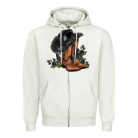 Oatmeal Heather black cowgirl  and roses Zipper Hoodie - AdoDesignShop