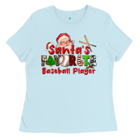 Baby Blue santas favorite baseball player Ladies Tee - CowGirlArtShop