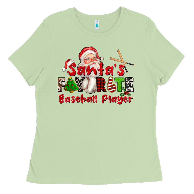 Santas Favorite Baseball Player Ladies Tee by CowGirlArtShop | Teevron