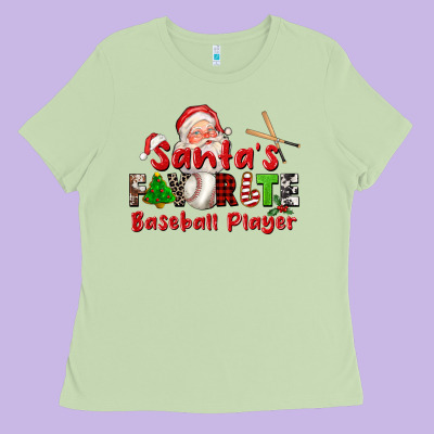 Santas Favorite Baseball Player Ladies Tee Designed By Cowgirlartshop
