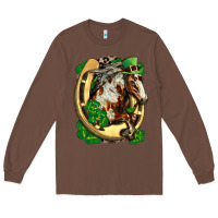 Chestnut Horse with horseshoe st patricks day Long Sleeve Tee - FaDigitalArtStudio