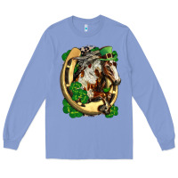 Colony Blue Horse with horseshoe st patricks day Long Sleeve Tee - FaDigitalArtStudio