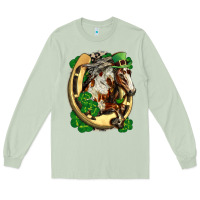 Matcha Horse with horseshoe st patricks day Long Sleeve Tee - FaDigitalArtStudio
