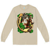 Mushroom Horse with horseshoe st patricks day Long Sleeve Tee - FaDigitalArtStudio
