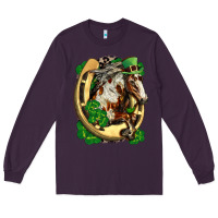 Plum Horse with horseshoe st patricks day Long Sleeve Tee - FaDigitalArtStudio