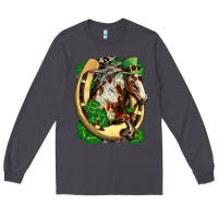 Smoke Horse with horseshoe st patricks day Long Sleeve Tee - FaDigitalArtStudio