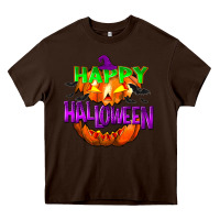 Chocolate Brown Happy Halloween Heavy Core Tee - NancyCooperArtShop