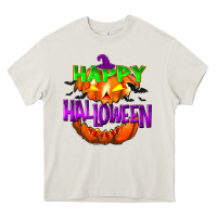Cream Happy Halloween Heavy Core Tee - NancyCooperArtShop