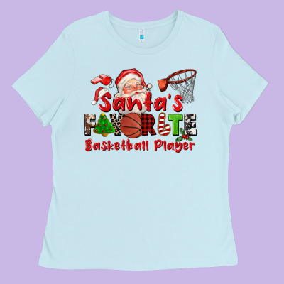 Santas Favorite Basketball Player Ladies Tee Designed By Cowgirlartshop