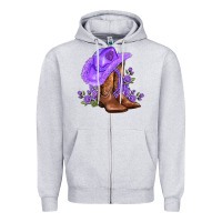 Heather Grey purple cowgirl  and roses Zipper Hoodie - AdoDesignShop