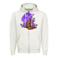 Oatmeal Heather purple cowgirl  and roses Zipper Hoodie - AdoDesignShop