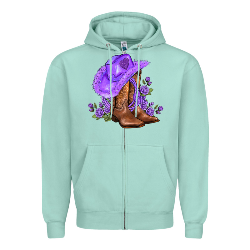 Purple Cowgirl  And Roses Zipper Hoodie by AdoDesignShop | Teevron