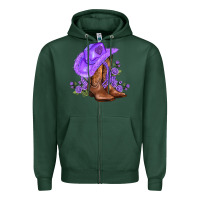 Sports Green purple cowgirl  and roses Zipper Hoodie - AdoDesignShop