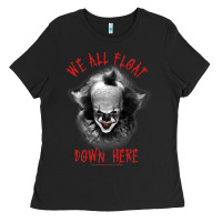Black IT Movie Pennywise We All Float Down Here Ladies Tee - maiPhamDesign