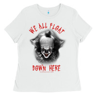 White IT Movie Pennywise We All Float Down Here Ladies Tee - maiPhamDesign