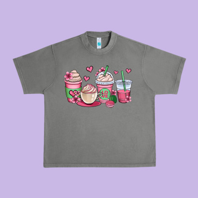 Valentines Day Coffee Cups Urban Heavy Tee Designed By Oliviacreatesart