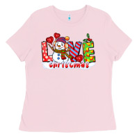 Bubblegum Pink love christmas snowman Ladies Tee - CowGirlArtShop