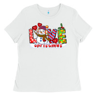 White love christmas snowman Ladies Tee - CowGirlArtShop