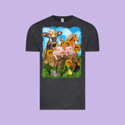 Farm Animals Wagon Olivia Vintage Tee Designed By Oliviacreatesart