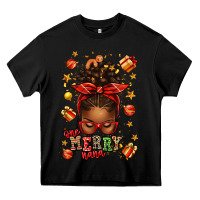Black one merry nana christmas afro messy bun Heavy Core Tee - texasbilliewilder