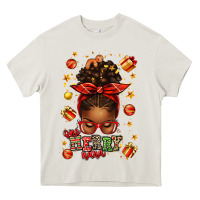 Cream one merry nana christmas afro messy bun Heavy Core Tee - texasbilliewilder