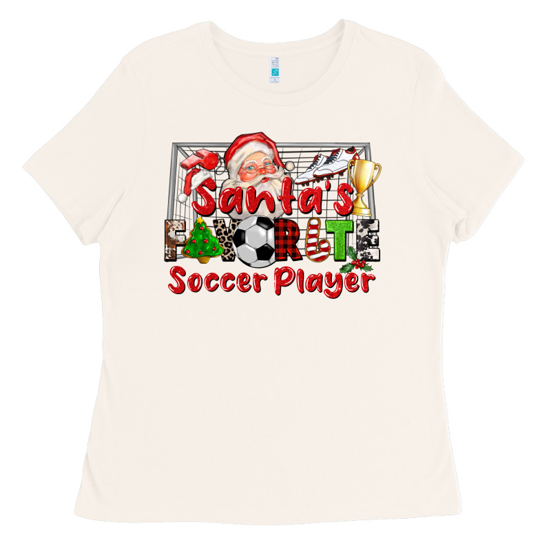 Santas Favorite Soccer Player Ladies Tee by CowGirlArtShop | Teevron