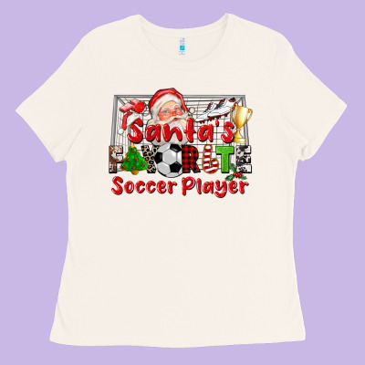 Santas Favorite Soccer Player Ladies Tee Designed By Cowgirlartshop