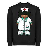 Black african nurse gnome afro hair Heavyweight Sweatshirt - BarkalooDesign