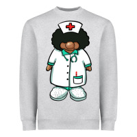 Heather Grey african nurse gnome afro hair Heavyweight Sweatshirt - BarkalooDesign