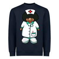 Navy african nurse gnome afro hair Heavyweight Sweatshirt - BarkalooDesign