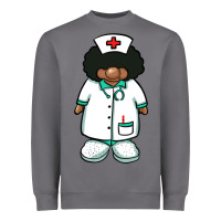 African Nurse Gnome Afro Hair Heavyweight Sweatshirt | Teevron