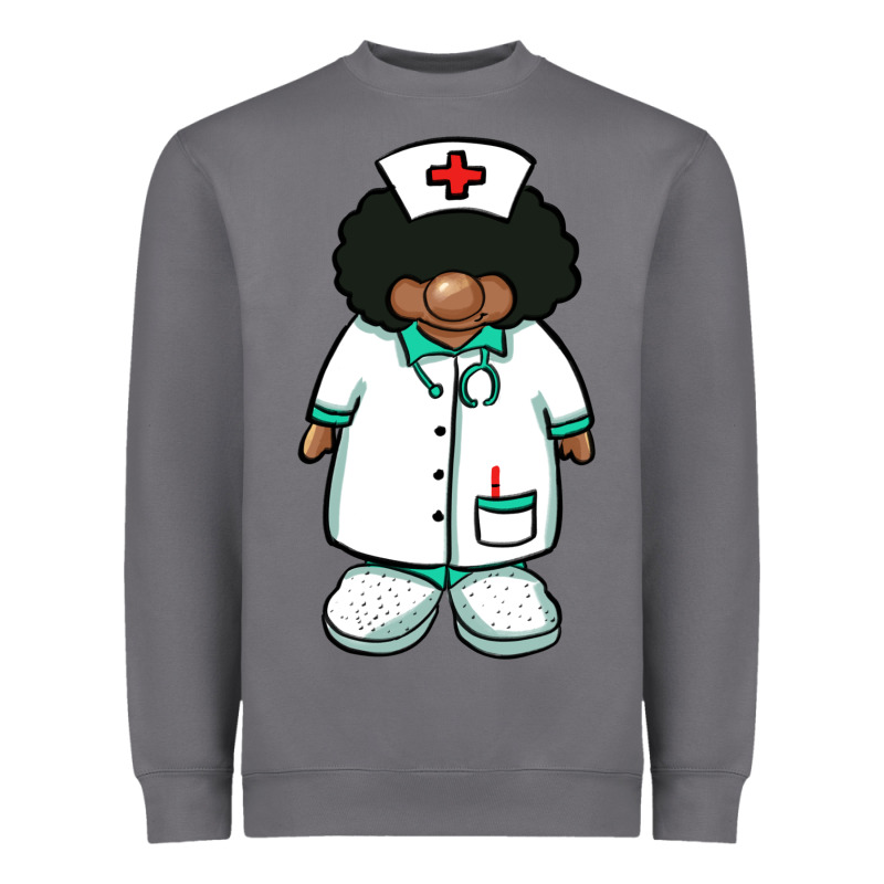 African Nurse Gnome Afro Hair Heavyweight Sweatshirt by BarkalooDesign | Teevron