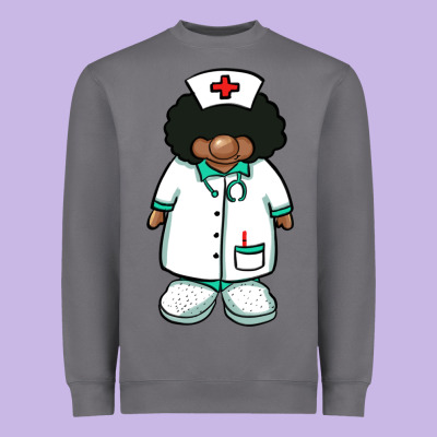 African Nurse Gnome Afro Hair Heavyweight Sweatshirt Designed By Barkaloodesign